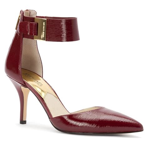 michael kors guiliana mid ankle strap pump claret 